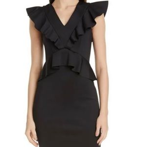 NWT Ted Baker Black Ruffle Peplum Dress